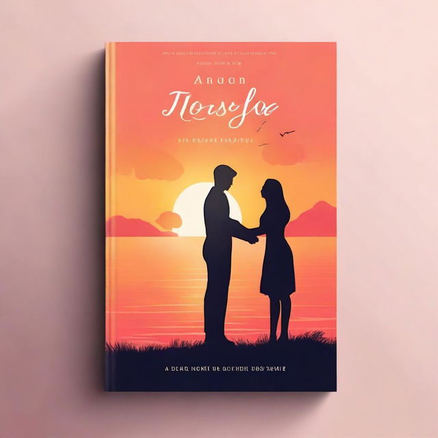 A romantic book cover featuring a beautiful sunset