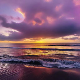 A beautiful sunset on the horizon, with vibrant colors of orange, pink, and purple blending together in the sky