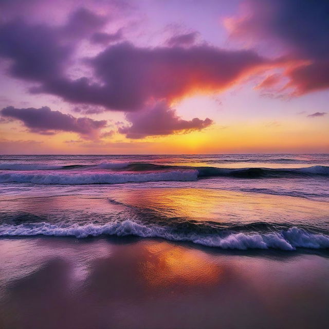 A beautiful sunset on the horizon, with vibrant colors of orange, pink, and purple blending together in the sky