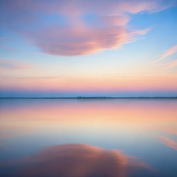 A stunning dawn on the horizon, with the sky painted in soft hues of pink, orange, and light blue