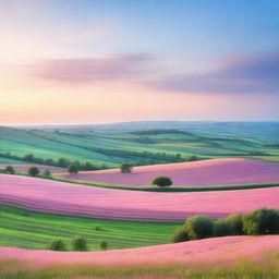 A stunning dawn on the horizon over a picturesque countryside