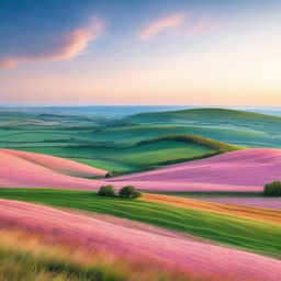 A stunning dawn on the horizon over a picturesque countryside