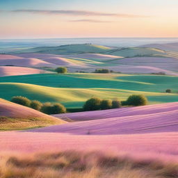 A stunning dawn on the horizon over a picturesque countryside