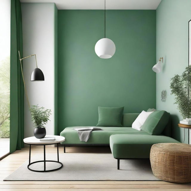 Para decorar un consultorio psicológico en una habitación con paredes verdes y azulejos blancos, se pueden añadir muebles cómodos como un sofá acolchonado en tonos neutros y una silla ergonómica para el terapeuta