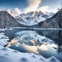 A breathtaking view of snow-covered mountains