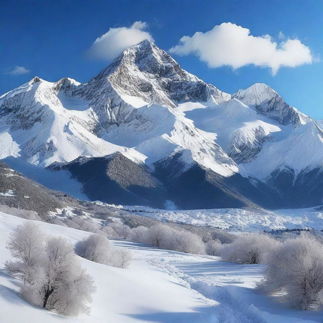 A breathtaking view of snow-covered mountains