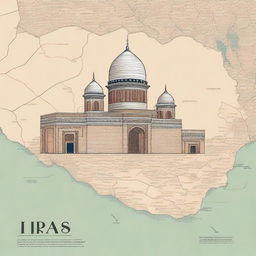 A detailed and educational book cover design for a history, geography, and society education book about Iraq