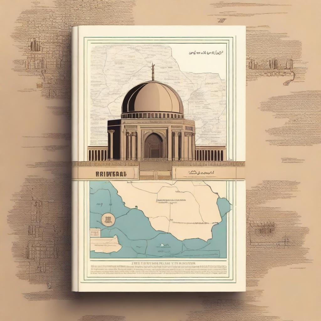 A detailed and educational book cover design for a history, geography, and society education book about Iraq