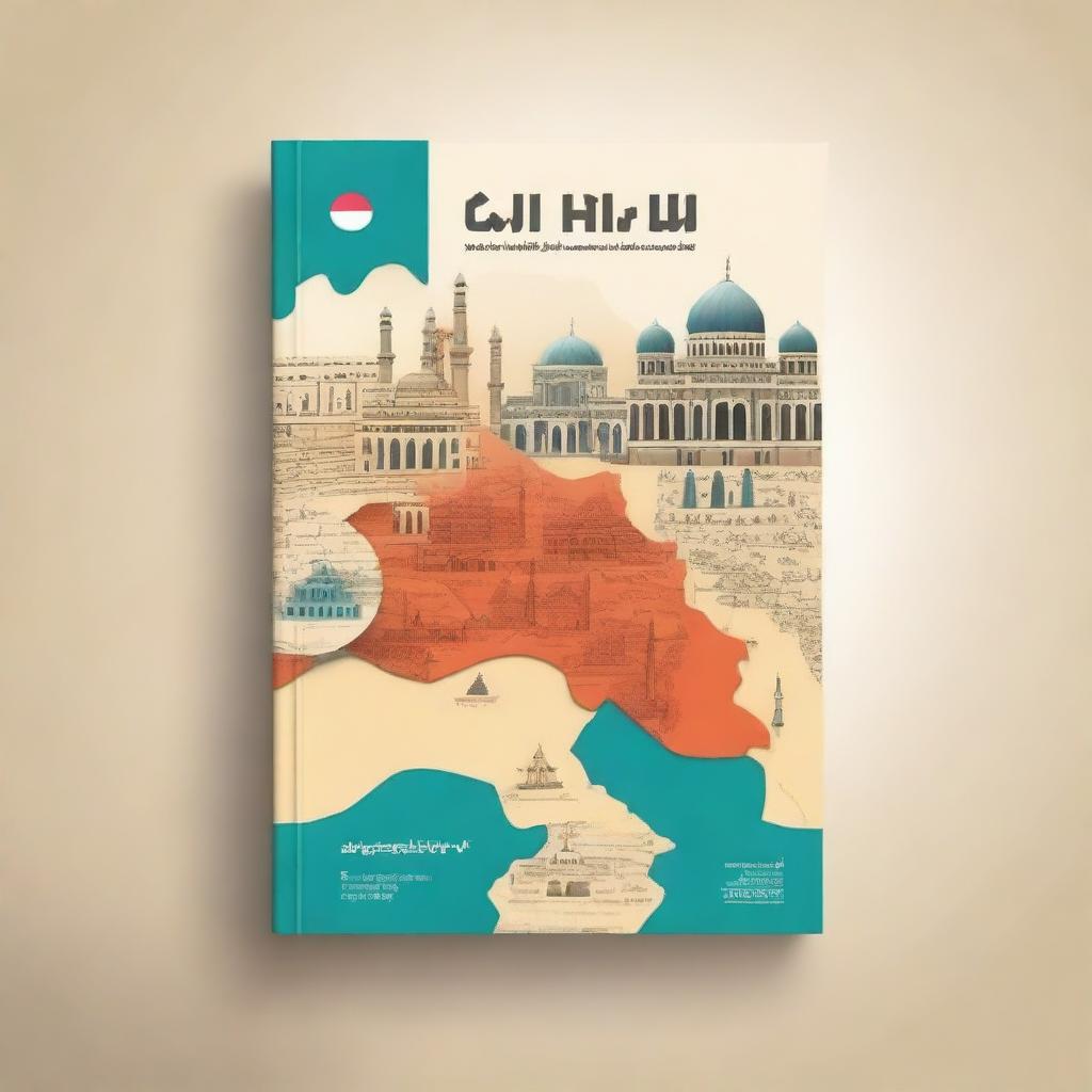 Design a book cover for a comprehensive educational book about learning the history, geography, and society of Iraq