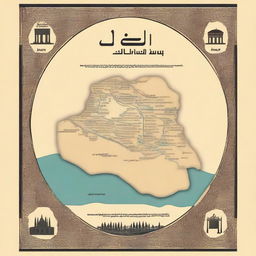 Design a book cover for a comprehensive educational book about learning the history, geography, and society of Iraq