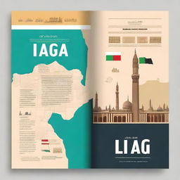 Design a book cover for a comprehensive educational book about learning the history, geography, and society of Iraq