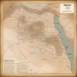 A detailed illustration of ancient Iraqi ruins with a historical map overlay