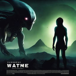 A cinematic poster with an alien theme