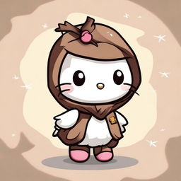 A cute and adorable Hello Kitty character dressed in a sparrow costume