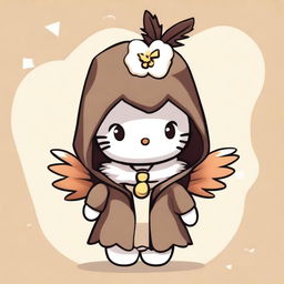 A cute and adorable Hello Kitty character dressed in a sparrow costume