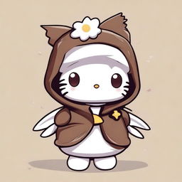 A cute and adorable Hello Kitty character dressed in a sparrow costume