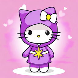 A cute and adorable Hello Kitty character dressed in a purple sparrow costume