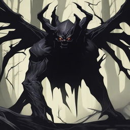 A dark Dungeons & Dragons illustration depicting a demon that takes the form of a spider