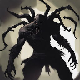 A dark Dungeons & Dragons illustration depicting a demon that takes the form of a spider