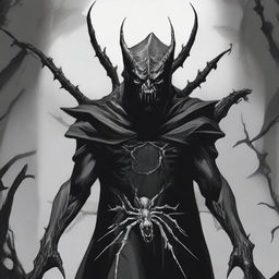 A dark Dungeons & Dragons illustration depicting a demon that takes the form of a spider