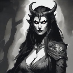 A dark Dungeons & Dragons illustration depicting a demon that takes the form of a beautiful woman