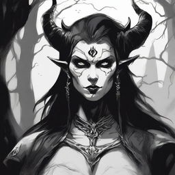 A dark Dungeons & Dragons illustration depicting a demon that takes the form of a beautiful woman