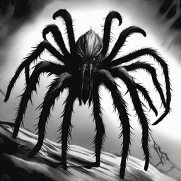 A dark Dungeons & Dragons illustration depicting a demon in the form of a tarantula