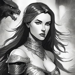 A dark Dungeons & Dragons illustration of a beautiful woman