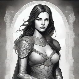 A dark Dungeons & Dragons illustration of a beautiful woman