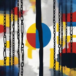Create a dark abstract image inspired by Romania, featuring the colors faded blue, yellow, and red