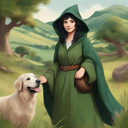 A detailed portrait of a female hobbit wizard