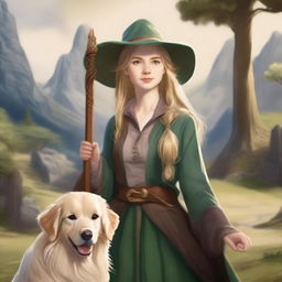 A detailed portrait of a female hobbit wizard