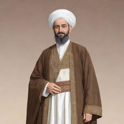 Illustration of Hasan-I Sabbah, a prominent historical figure, dressed in period-appropriate attire