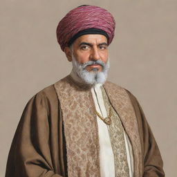 Illustration of Hasan-I Sabbah, a prominent historical figure, dressed in period-appropriate attire