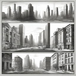 A simple pencil-drawn storyboard in black and white for each scene