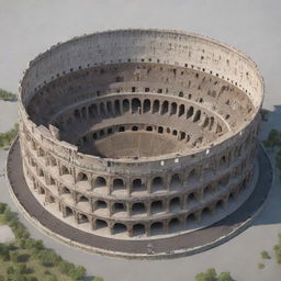 An architecturally accurate rendering of the Colosseum with an added roof that blends with the original design.