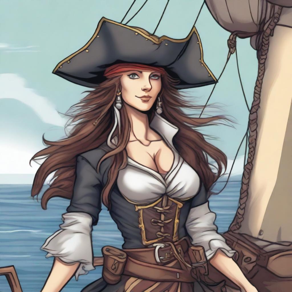 A detailed illustration of a haregon female pirate