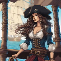 A detailed illustration of a haregon female pirate