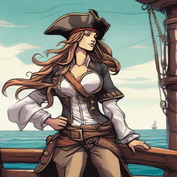 A detailed illustration of a haregon female pirate