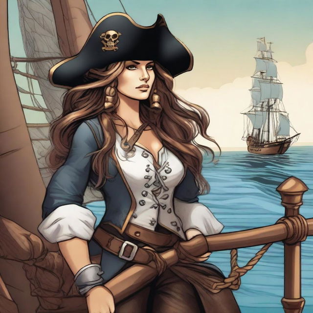 A detailed illustration of a haregon female pirate