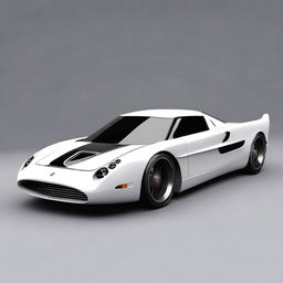 Create a custom hypercar that is a fusion of a 1958 white Ford Thunderbird and a cyberpunk McLaren