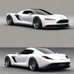 Create a custom hypercar that is a fusion of a 1958 white Ford Thunderbird widebody and a cyberpunk McLaren