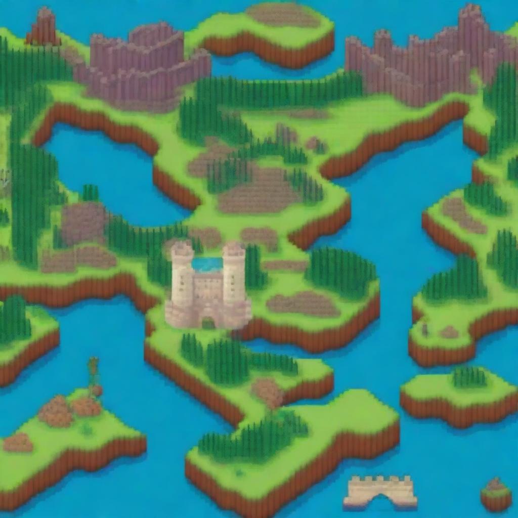 Create a pixel art image of a map