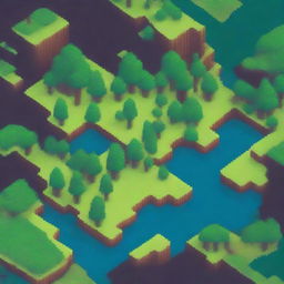 Create a pixel art map viewed from different perspectives