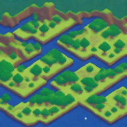 Create a pixel art map viewed from different perspectives