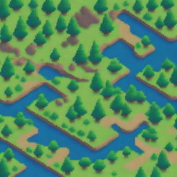 Create a pixel art map viewed from different perspectives