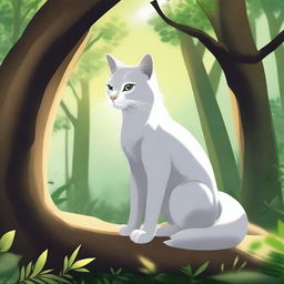 A serene scene where Tama, a mystical creature, awaits patiently