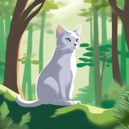 A serene scene where Tama, a mystical creature, awaits patiently