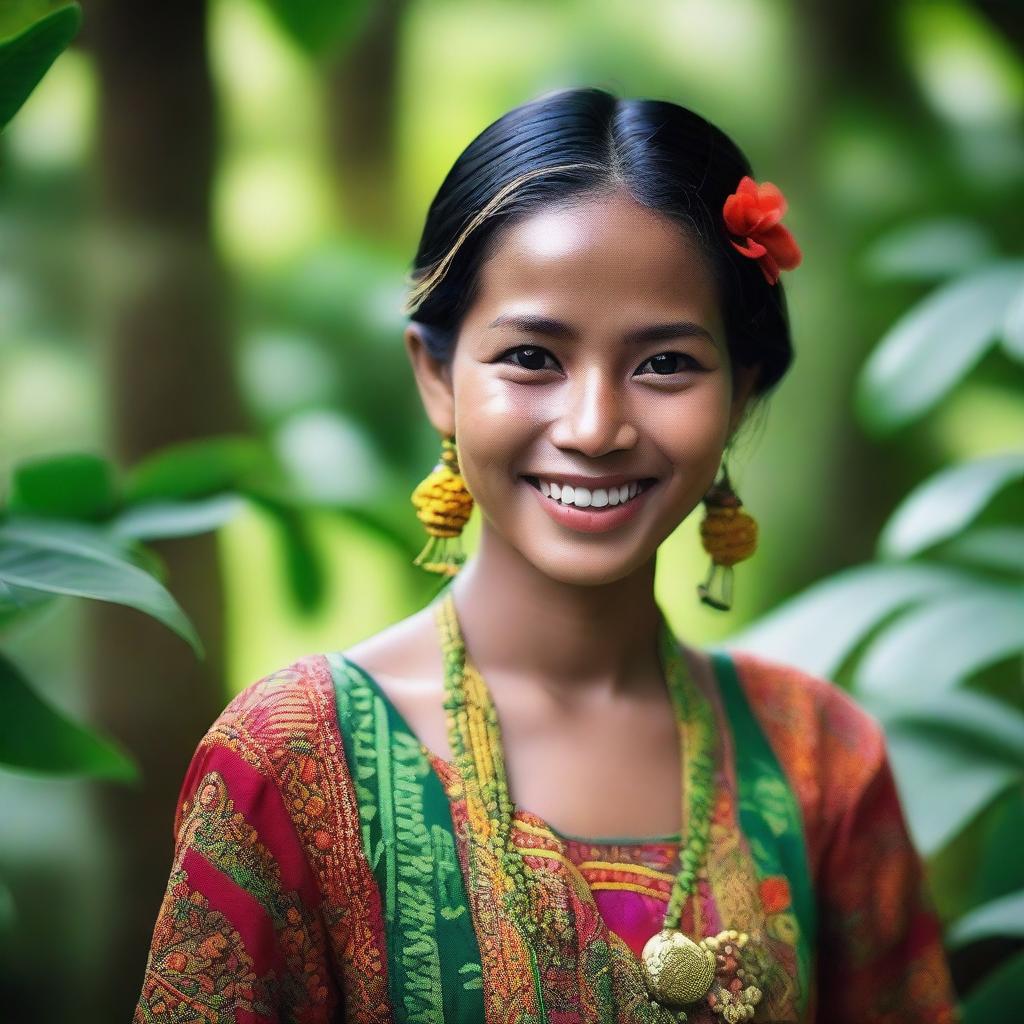 A portrait of an Indonesian girl wearing traditional attire