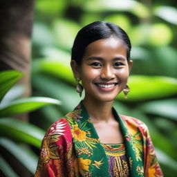 A portrait of an Indonesian girl wearing traditional attire